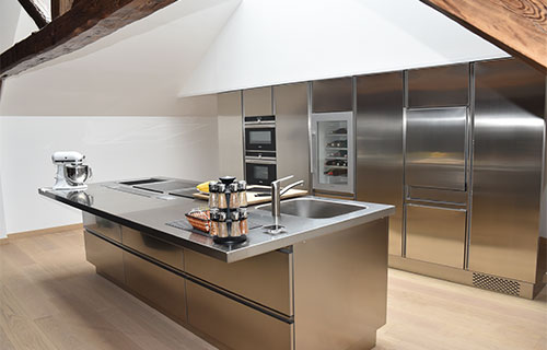 Cuisine inox - Plan de travail sur mesure - inox brossé - HOME-INOX